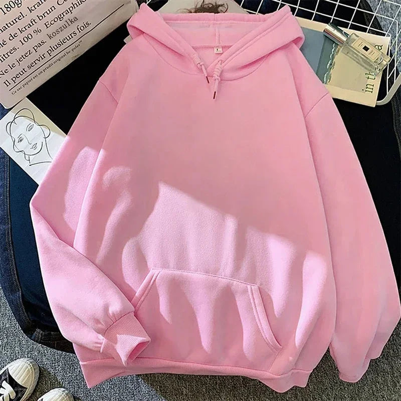 Couple Hoodies Men Women Oversized Sweatshirt Solid Color Casual Loose Pullover Harajuku Autumn Winter Couple Wear Top Fashion