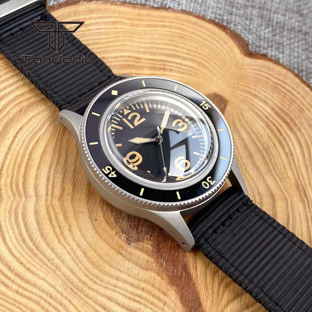 Tandorio Mechanical 40mm 50-Fathoms Style Men Watch Miyota8215/PT5000 Movt Domed Sapphire Glass Waterproof Wristwatch Luminous