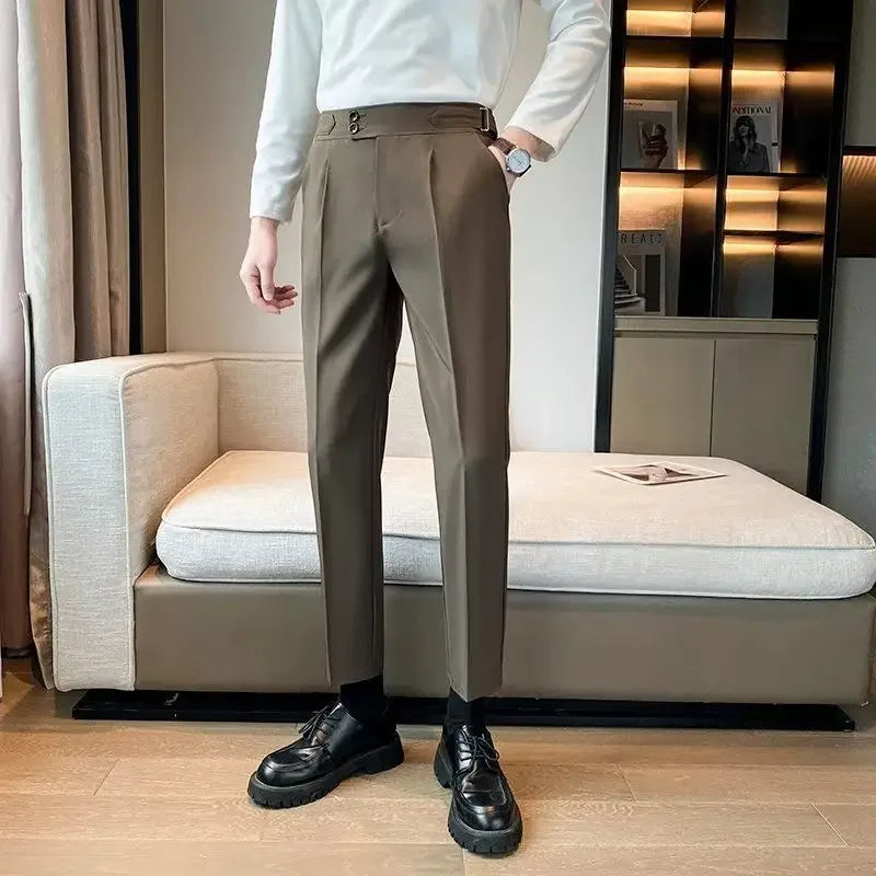 Wide Leg Male Suit Trousers Plus Big Size Gray Men's Summer Pants Formal Clothes Offer Luxury Thin Casual Work Wear Fabric 2025