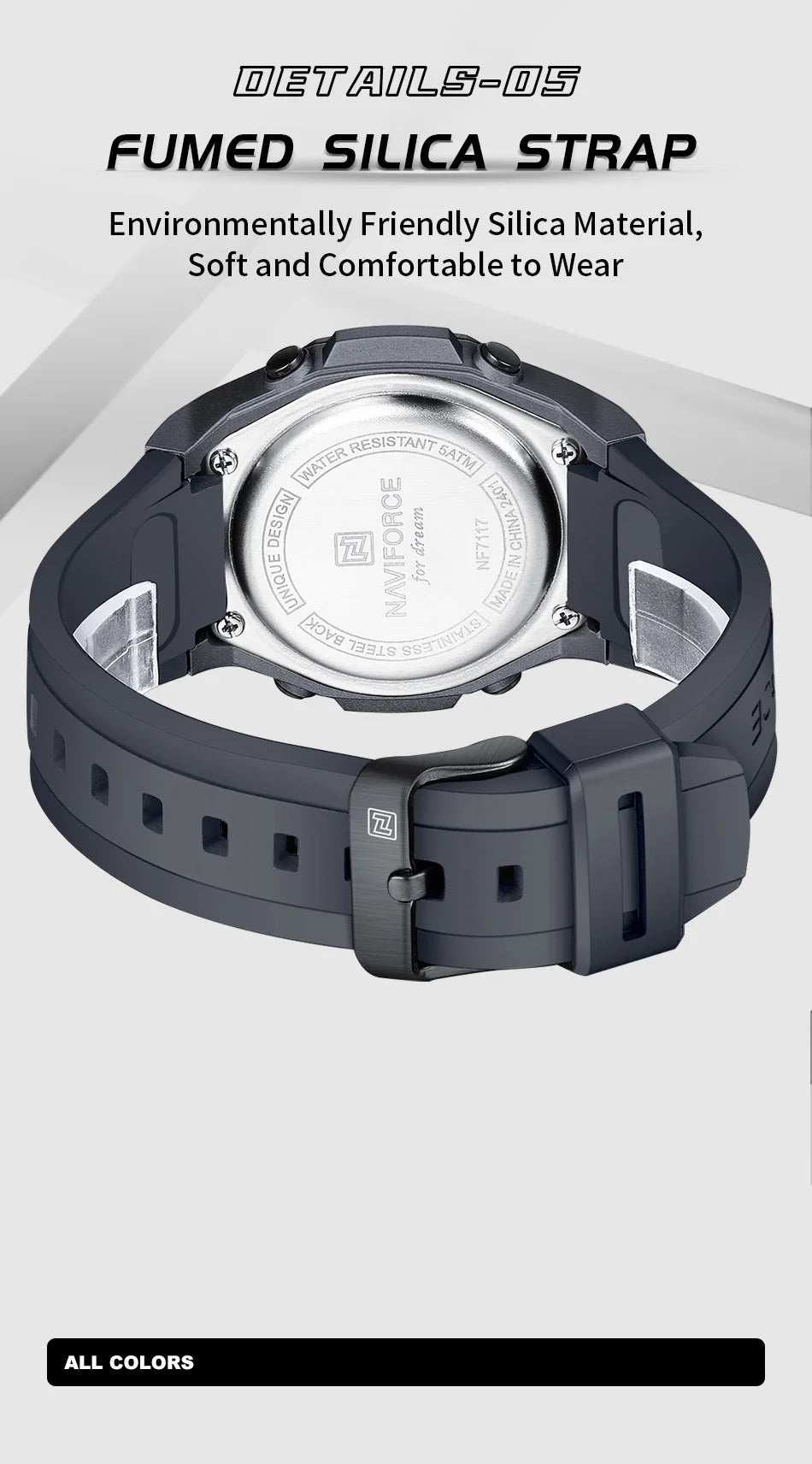 NAVIFORCE Creative Multifunction Male Wristwatches Silicone Strap LCD Display Electronic Watches for man Casual Wild Male Clocks