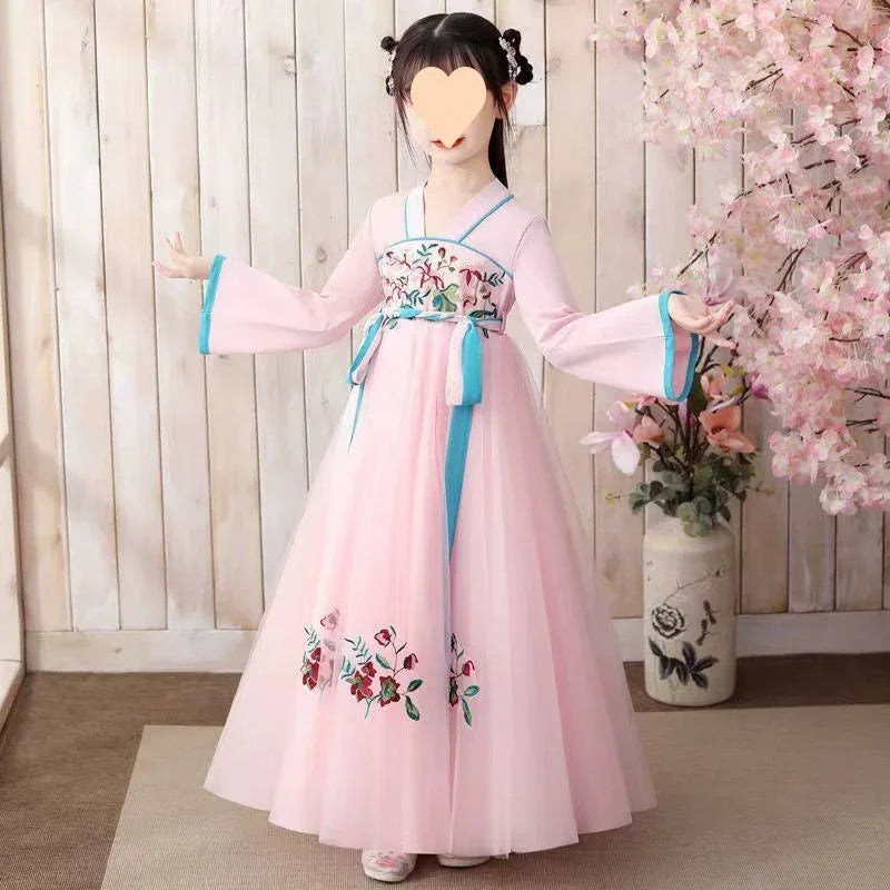 Kids Fairy Tang Costume Girls Casual Dresses Hanfu Girl Summer Children's Clothing Outfit Princess Dress Baby Vestido Robe Fille