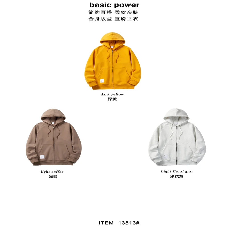 Solid Color Hoodie Men Fashion Zip Up Long Sleeve Oversized Jacket Coat Harajuku Gothic Hooded Sweatshirt Y2K Teen BP13813