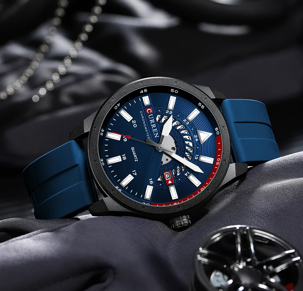 CURREN 8421 Men's Watch Luxury Men's Quartz Watch Breathable Leather Strap Waterproof Business Casual Sports Men's Watch