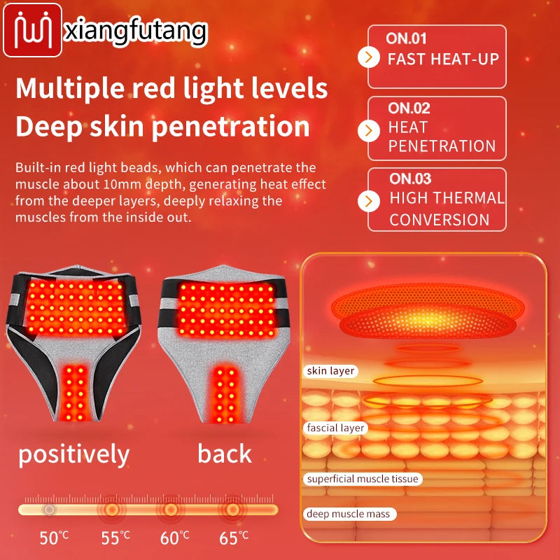 Red Light Heating Menstrual Period Pad  for Women Cramps Massager Heat Therapy Wrap for Abdomen Pain and Cramps Relief