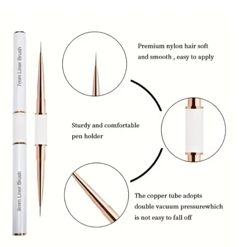 5Pcs Dual End Nail Art Pen Brushes Double-Ended Nail Art Brushes For Long Lines Professional nail tools