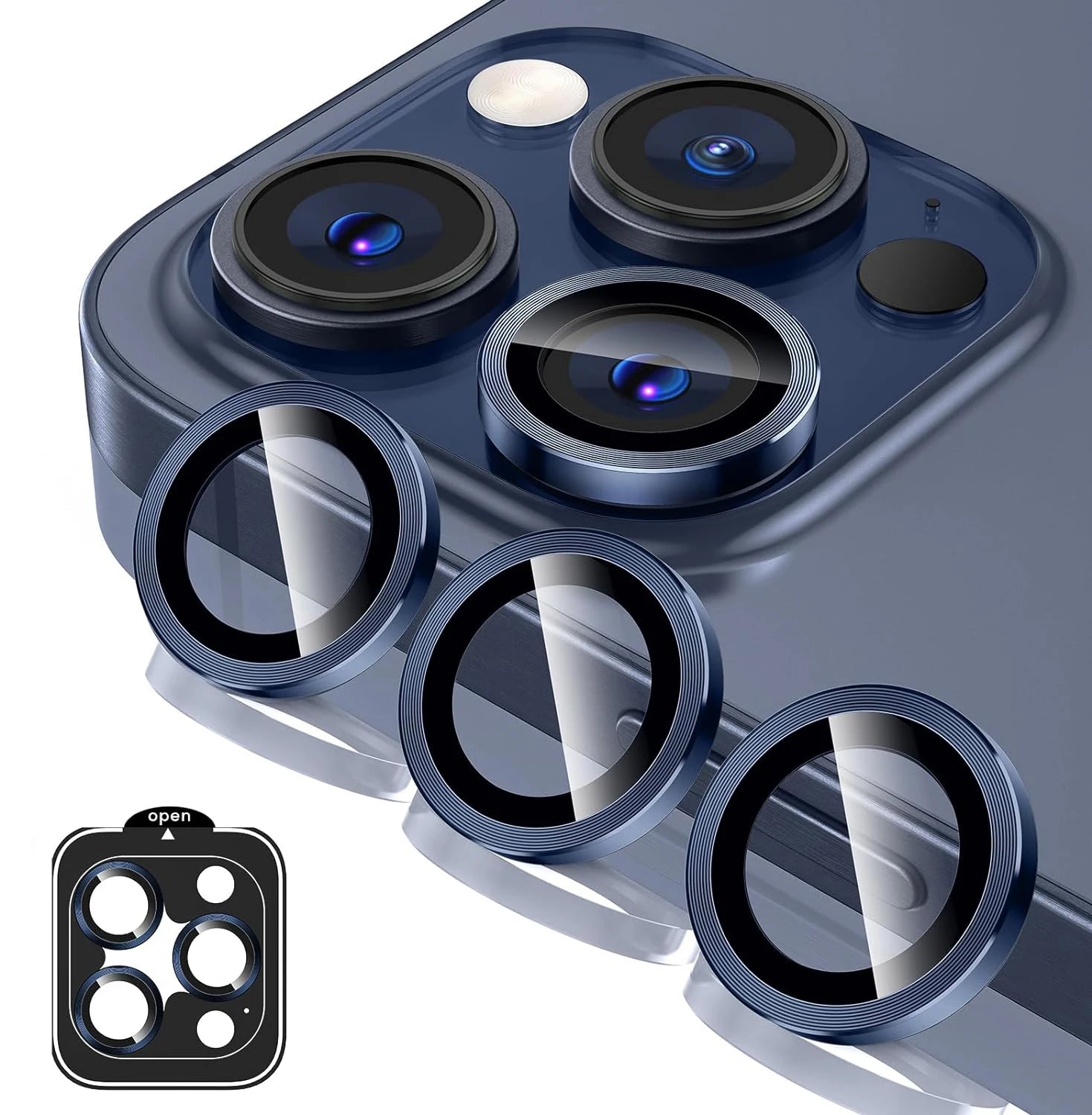 Titanium Gray Metal Tempered Glass Camera Lens Cover Screen Protector For iPhone 15 Pro Max 14 Plus 13 Protection 15Pro 14Pro