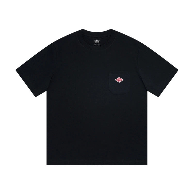2025 Spring Summer Hot sales Fashion Men Women Pure Cotton Small Icon Embroidery T-Shirt Short Sleeve Tees Simple Solid Pocket
