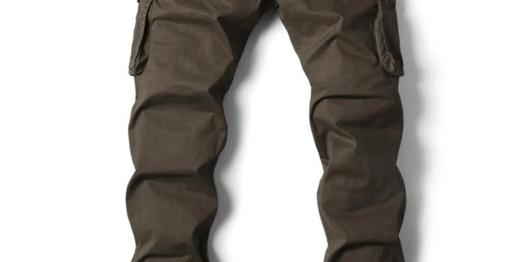 Spring Summer Men's Casual Fashion Work Pants Cuffed Multiple Pockets Slim Fit Youth Leisure Trousers Trendy Brand