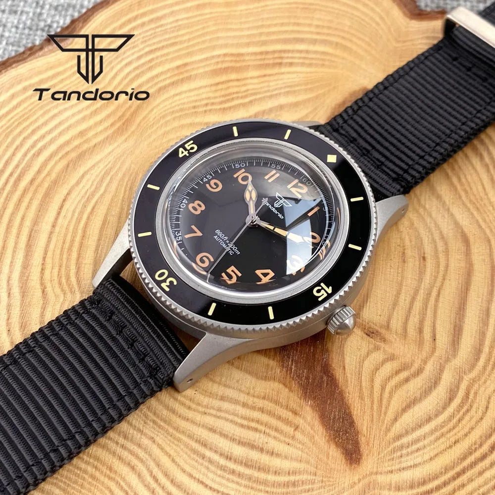 Tandorio Mechanical 40mm 50-Fathoms Style Men Watch Miyota8215/PT5000 Movt Domed Sapphire Glass Waterproof Wristwatch Luminous