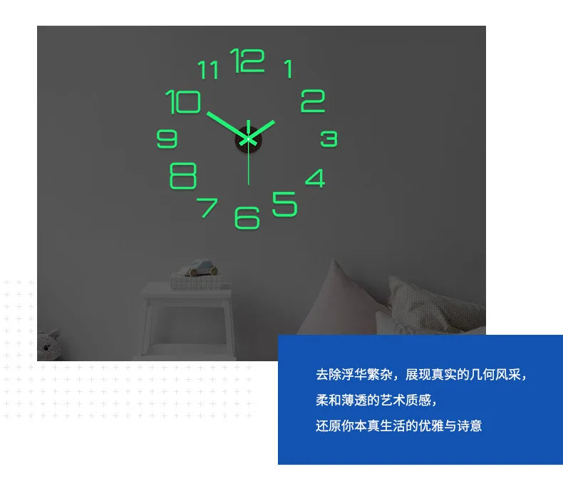 2023 Modern Design Large Wall Clock 3D DIY Quartz Clocks Fashion Watches Acrylic Mirror Stickers Living Room Home Decor Horloge