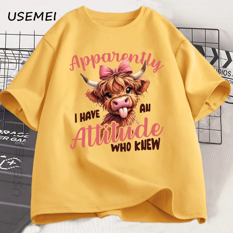 Highland Cow Funny Cows Printed Tshirt Retro Trendy Design T Shirt Cotton Short Sleeve T-shirt Men Women Casual Oversized Tops