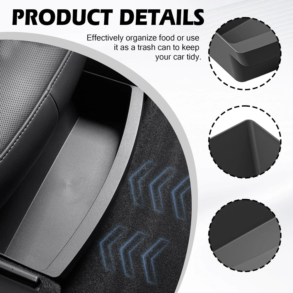Underseat Storage Box Organizer for Tesla Model Y Juniper 2025 Front Rear Under Seat Organizer Waterproof Bin Travel Accessories