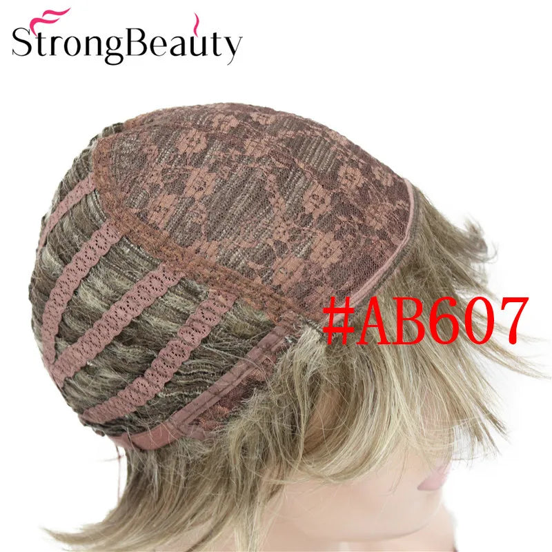 شعر مستعار StrongBeauty قصير ومستقيم من الألياف الصناعية الناعمة للسيدات متوفر بألوان عديدة