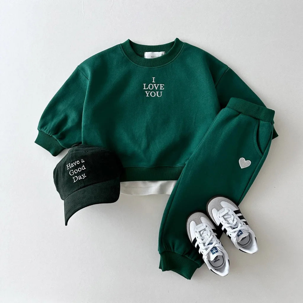 Fashion girls Toddler Baby Korea Clothing Fall Clothes Sets Baby Boys Set Kids Sports Bear Sweatshirt Pants 2Pcs 2 to 8 year
