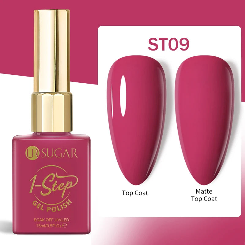 UR SUGAR 1-step Gel Polish 12ML Glitter Nail Spring Summer White Nude Pink Gel Nail Polish 3 IN 1 No Need Base Gel and Top Coat