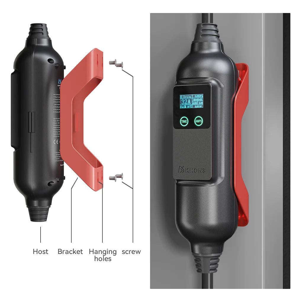 Khons Type2 EV Charger 22kw 32A Three-Phase Portable EV Charger EVSE Wallbox With Australian Industrial Plug For BYD Tesla Cars