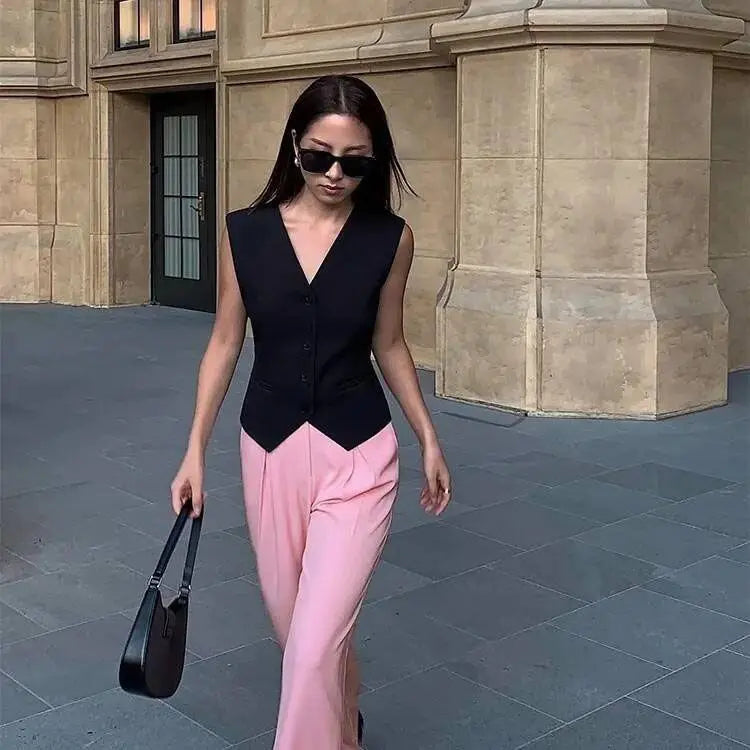 Simple Vests Women Summer Sleeveless Suit Coats Temper Outwear Design Hot Sale 2024 Tender Breathable Korean Style Streetwear
