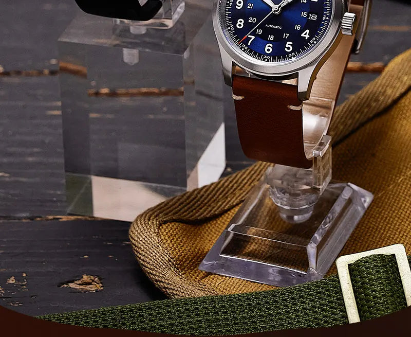 Baltany Military Field Watch S2049 Sapphire Calendar 24H Indicator Luxury Men's NH35 Auto Mechanical Homage Waterproof Watches