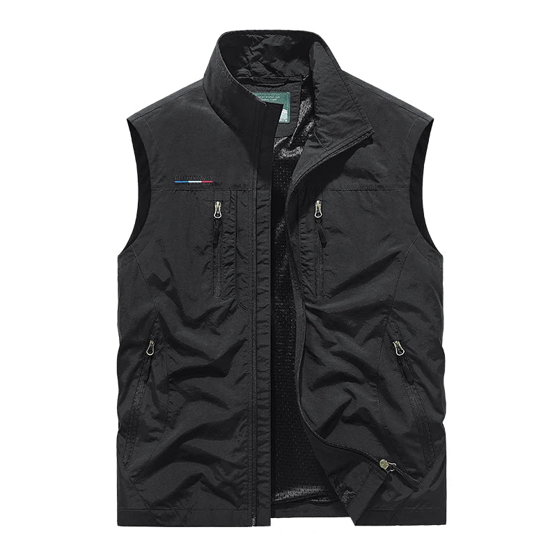 2025 Personalized yelek red Multi Pockets nylon Cargoes Fisherman vest fishing Journalist Photography Camping Waistcoat vest