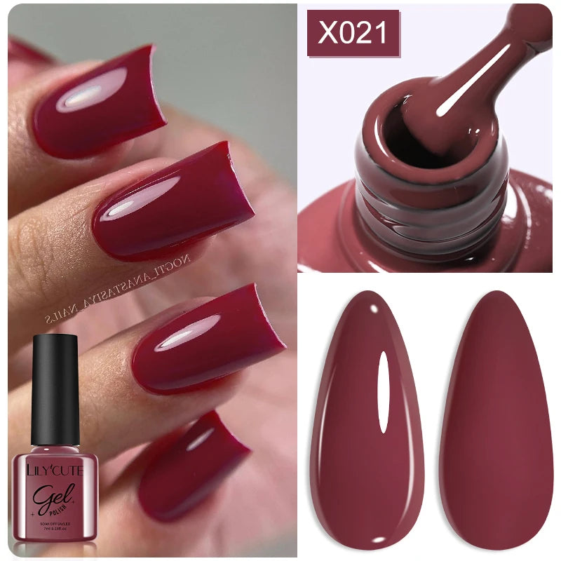 LILYCUTE 7ML Black White Color Gel Nail Polish Summer Colorful Gel Nail Art Semi Permanent UV Gel Soak Off UV LED Gel Varnishes
