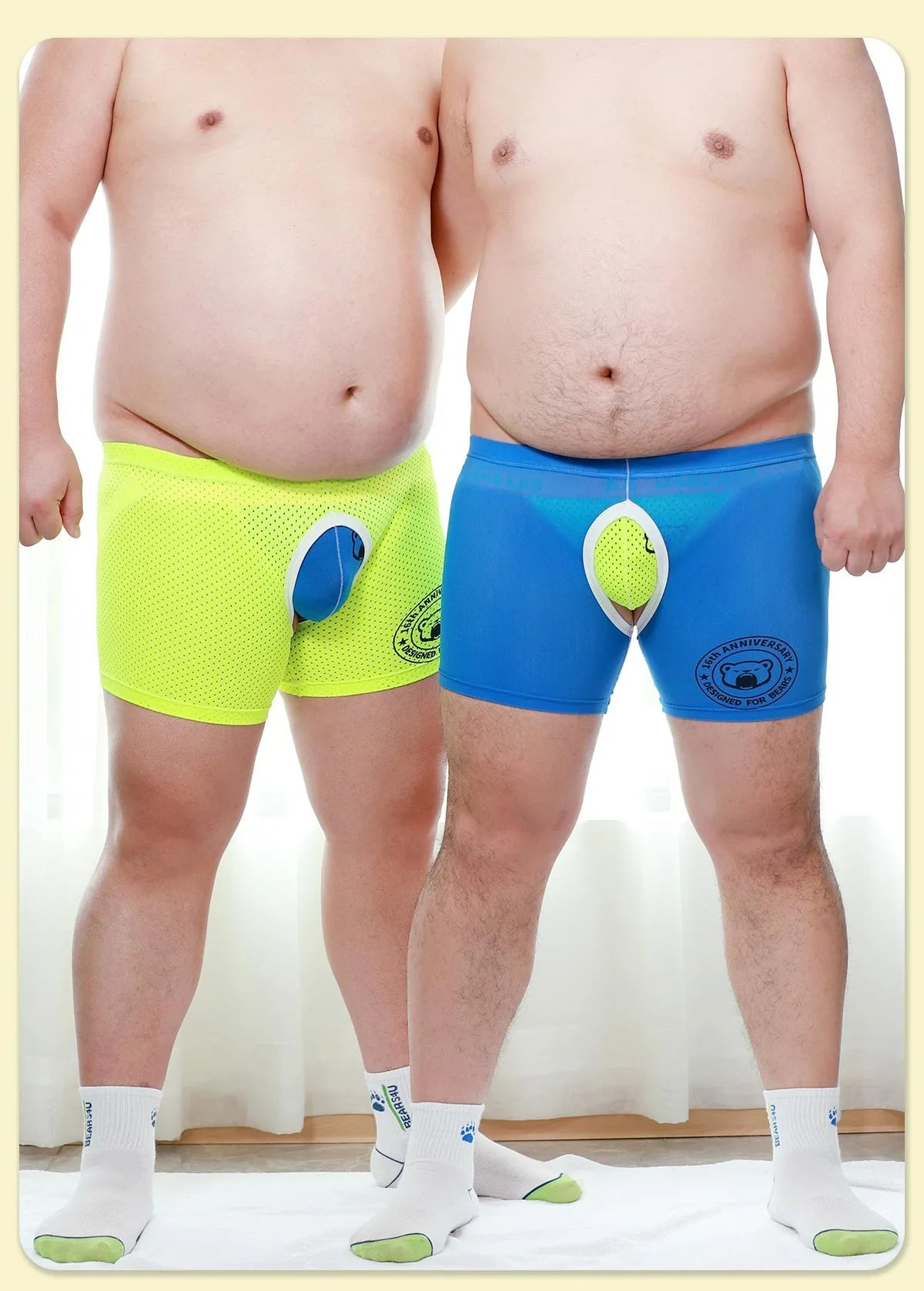 New Arrivals 1 Set 2 Pcs Bear Gay Proud Underwear, 1 Bear Claw Paw Expose Buttocks Crotch Boxer Shorts, 1 Sexy Jocks, M L XL XXL