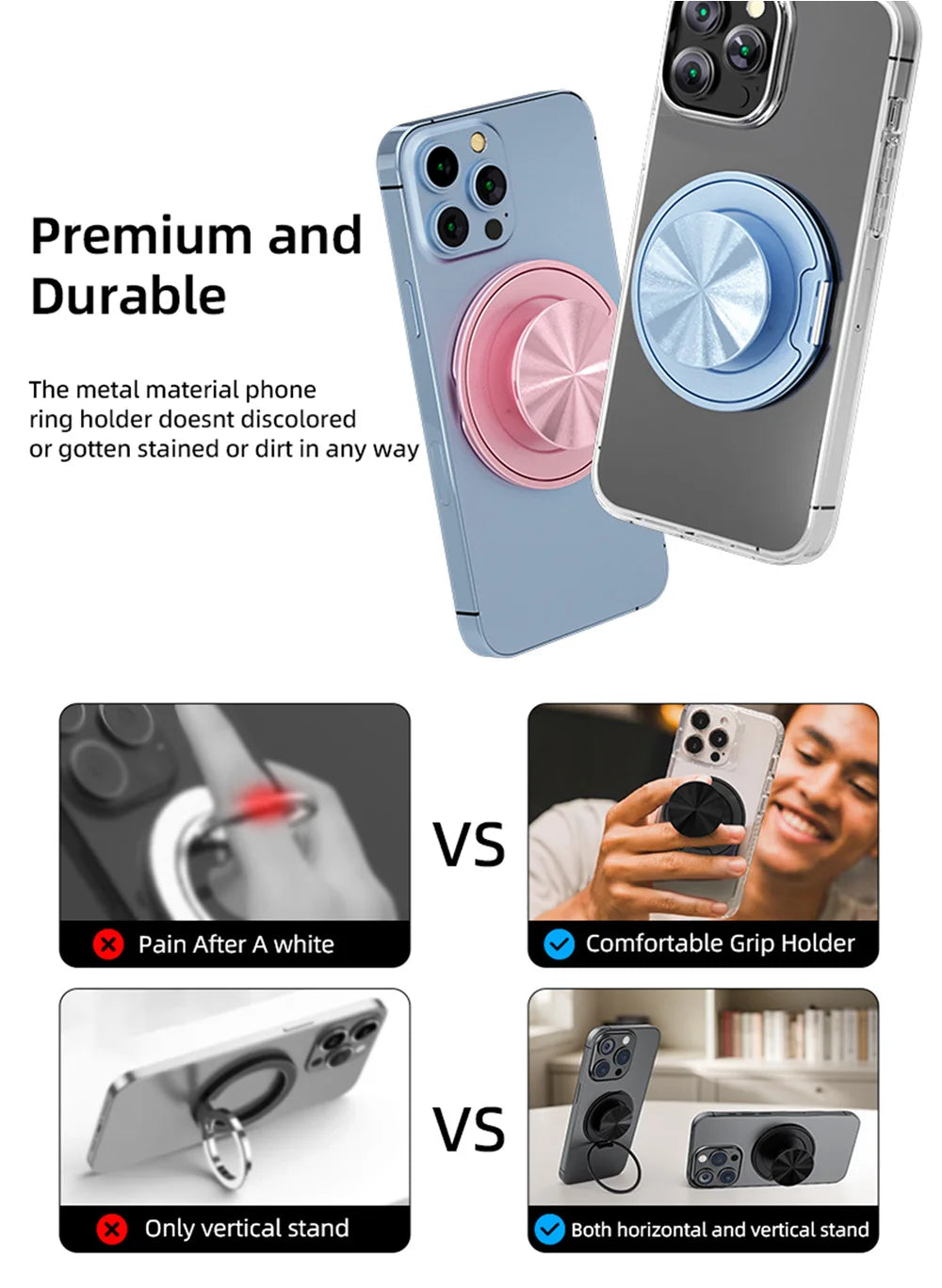 Grippopso Magnetic Suction Phone Mount Built-in Mirror Socket for MagSafe Grip Holder, Adjustable Cell Phone Stand for Desk