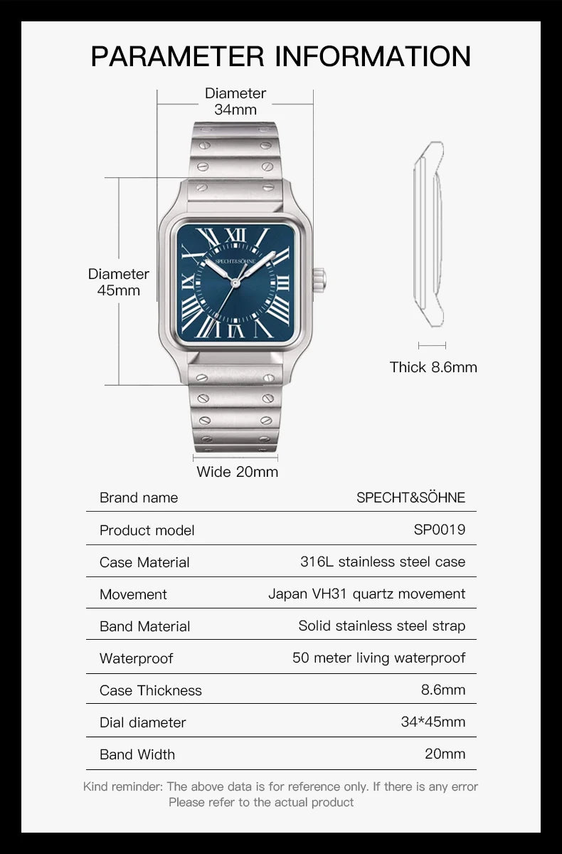 New Arrivals Specht & Söhne Mens Watches Stainless Steel Sapphire Crystal Classic VH31 Quartz Watch Relogio Masculino Waterproof