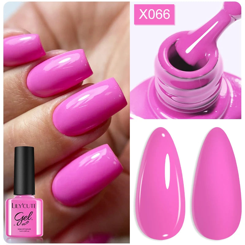 LILYCUTE 7ML Black White Color Gel Nail Polish Summer Colorful Gel Nail Art Semi Permanent UV Gel Soak Off UV LED Gel Varnishes