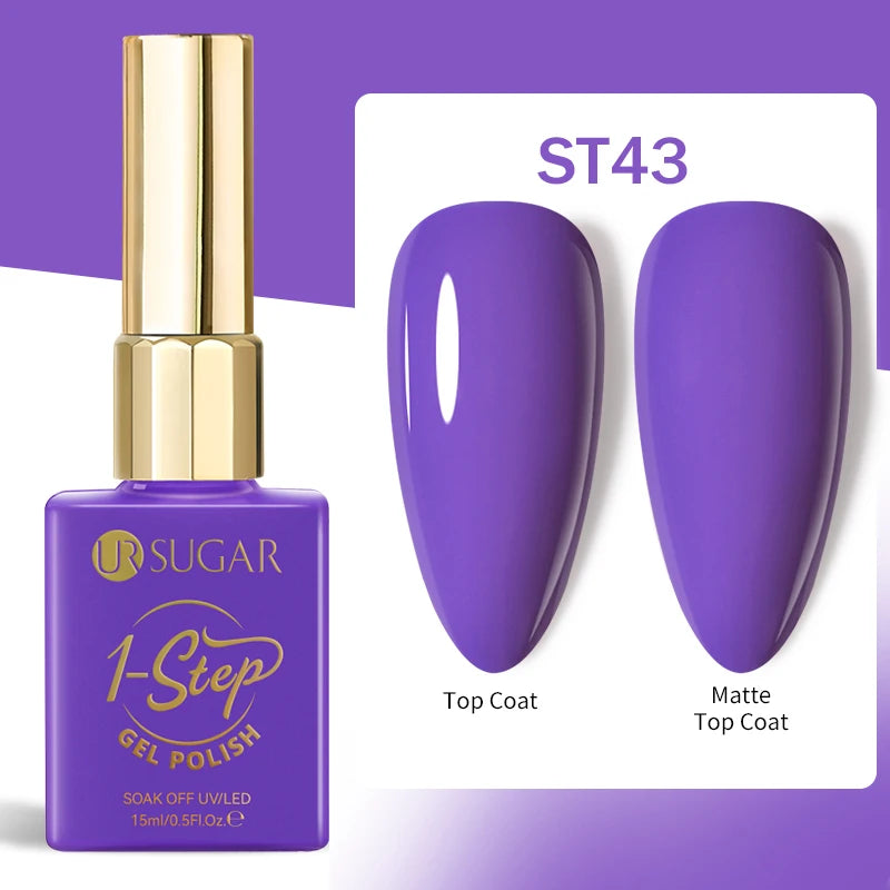 UR SUGAR 1-step Gel Polish 12ML Glitter Nail Spring Summer White Nude Pink Gel Nail Polish 3 IN 1 No Need Base Gel and Top Coat