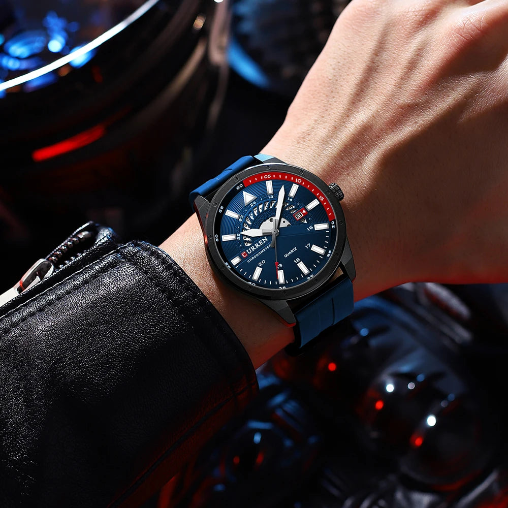 CURREN 8421 Men's Watch Luxury Men's Quartz Watch Breathable Leather Strap Waterproof Business Casual Sports Men's Watch