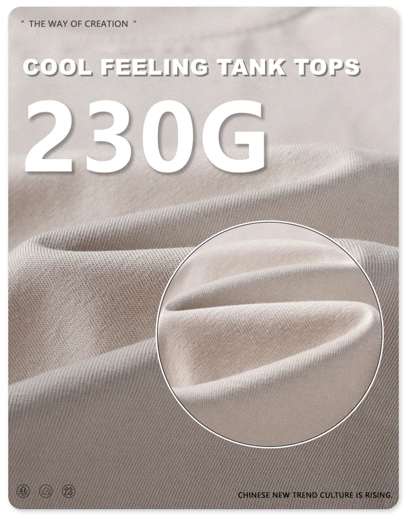 ZODF Trendy 2024 Men Quick Dry 230gsm Tank Tops Unisex Women Summer Breathable Cool Feeling Loose Sleeveless Tees Vest HY0772