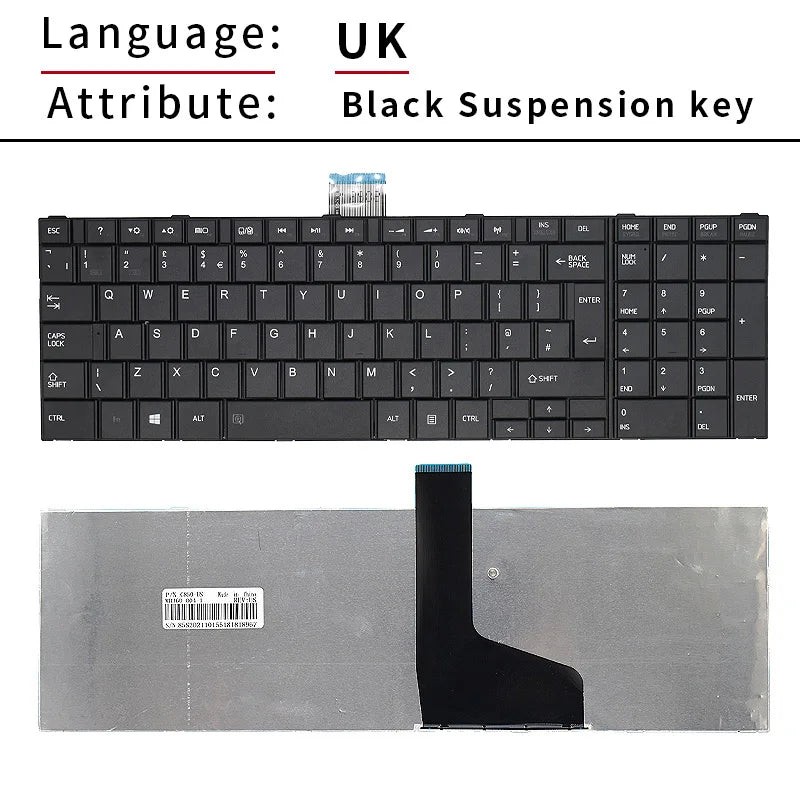 US Russian UK Black Laptop Keyboard For Toshiba Satellite C850 C850D C855 C855D L850 L850D L855 L855D L870 L870D P-11B96GB-528