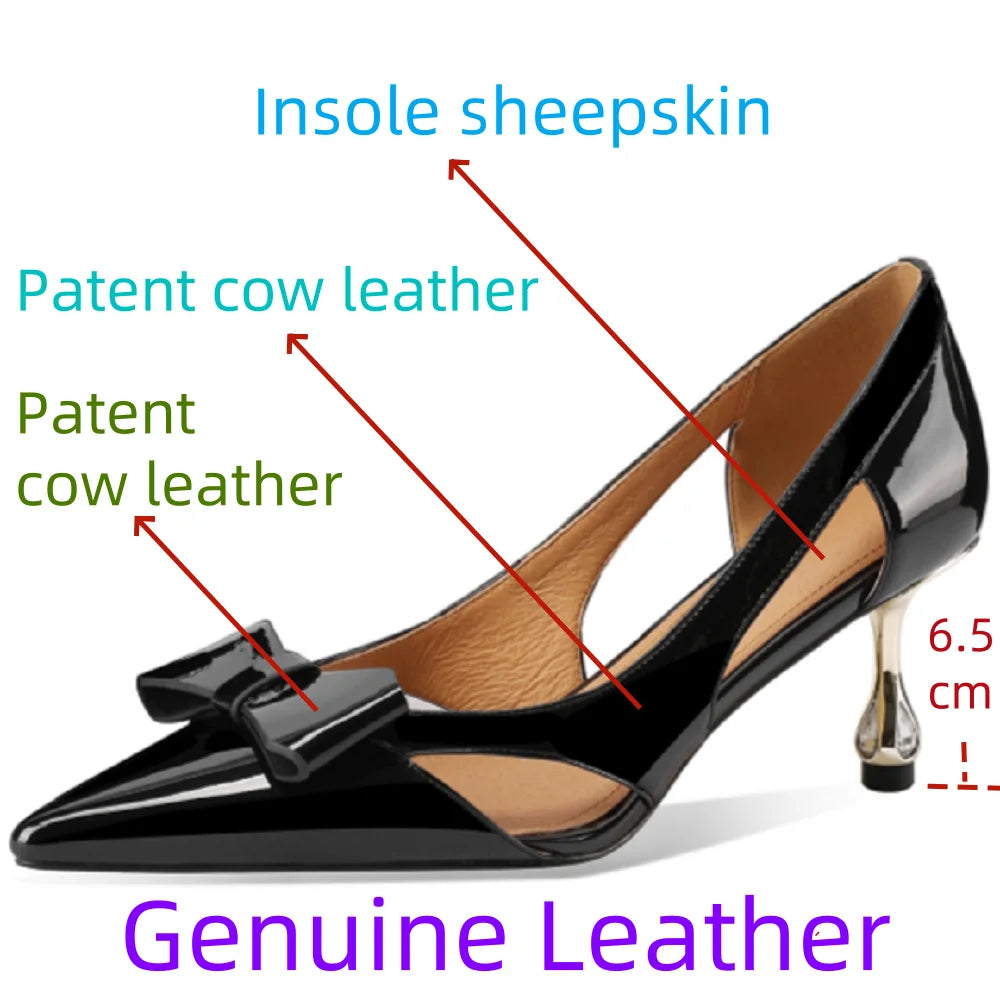 【JOCHEBED HU】Full Genuine Leather Pointed Toe Women Summer Street Wear Stiletto Heels Office Lady Gorgeous Pumps 33-43