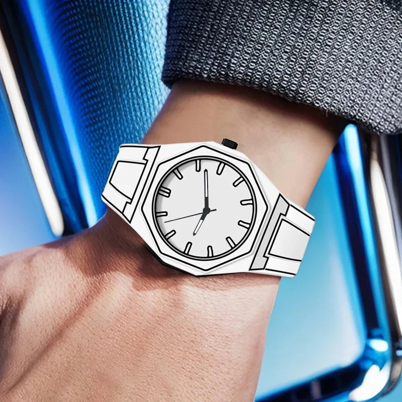 MAYZHISU Men's Watches Comic-book Style Men Quartz Wristwatch Silicone Strap Waterproof Cartoon Luxury Unisex Male's Clock Watch