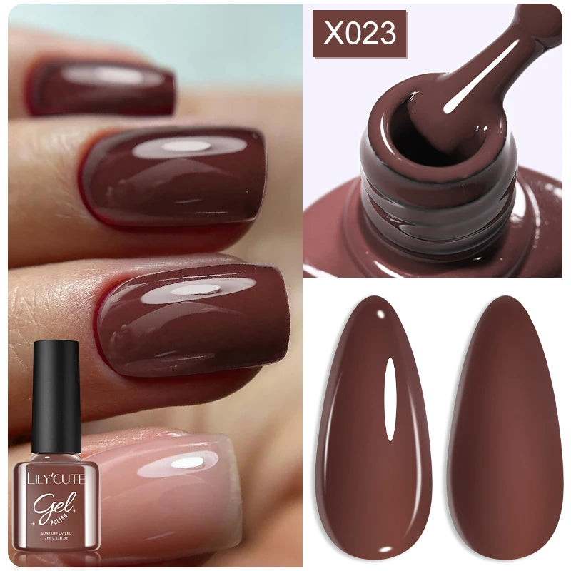 LILYCUTE 7ML Black White Color Gel Nail Polish Summer Colorful Gel Nail Art Semi Permanent UV Gel Soak Off UV LED Gel Varnishes