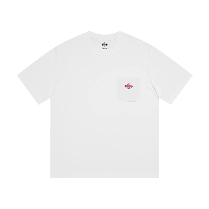 2025 Spring Summer Hot sales Fashion Men Women Pure Cotton Small Icon Embroidery T-Shirt Short Sleeve Tees Simple Solid Pocket