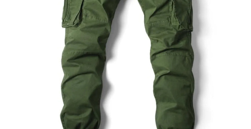 Spring Summer Men's Casual Fashion Work Pants Cuffed Multiple Pockets Slim Fit Youth Leisure Trousers Trendy Brand