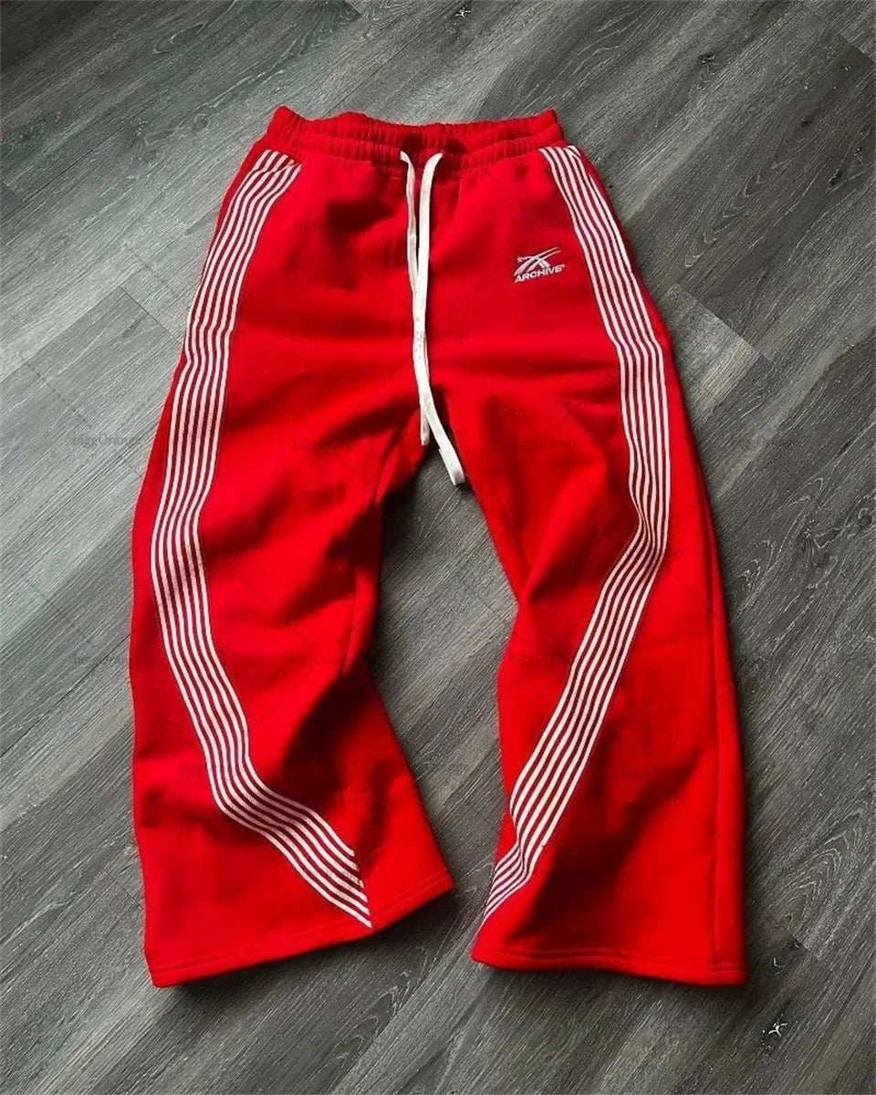 Y2k Gray Casual Pants Vintage Functional Tactical Men's Women's Premium Jogging Wide Leg Pants Drawstring Streetwear Sweatpants