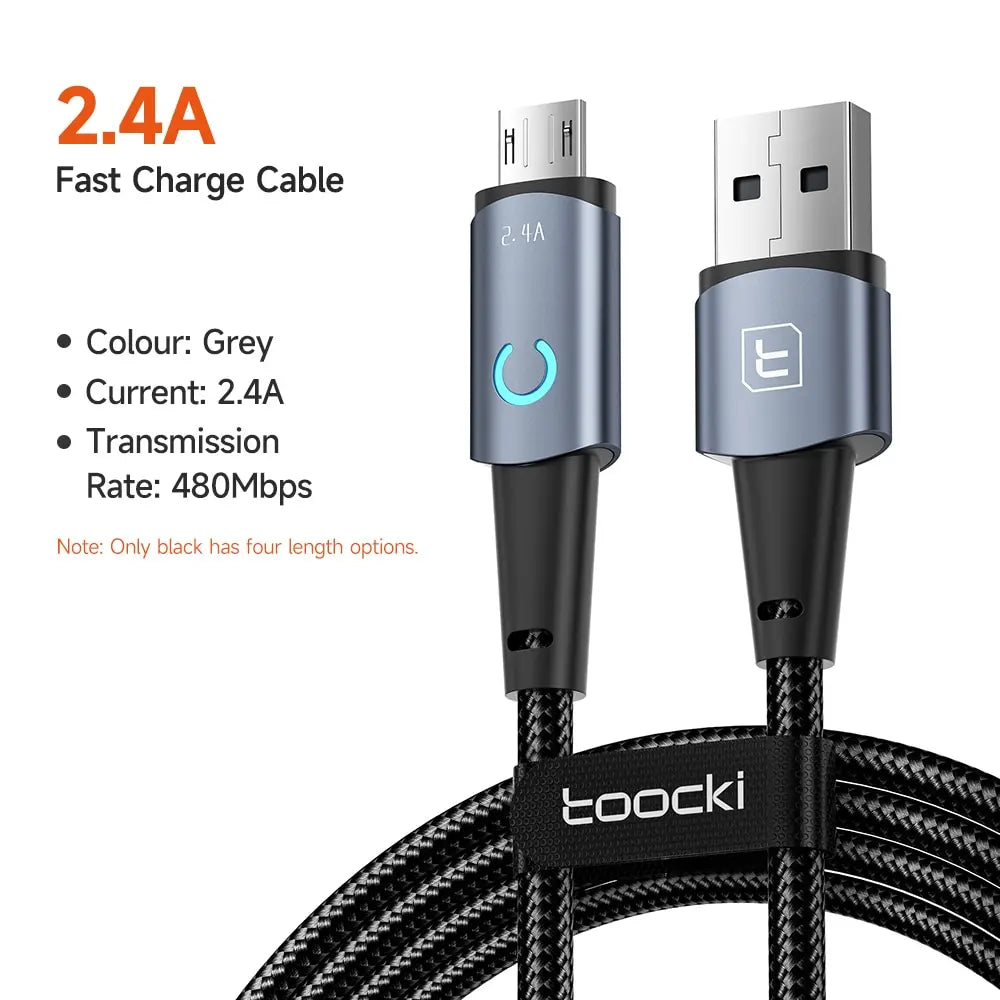 Toocki USB to Lighting or Type C Cable for iPhone 14 13 12 Pro Max 8 7 plus Led Charger USB C Cable Fast Charging Cable 1m 2m