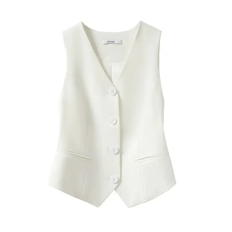 Simple Vests Women Summer Sleeveless Suit Coats Temper Outwear Design Hot Sale 2024 Tender Breathable Korean Style Streetwear
