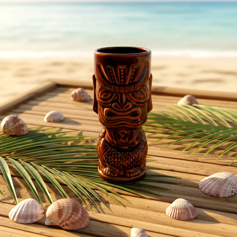 Hawaiian Ceramic Tiki Cocktail Mug coffee mug Hand Painted Cup Perfect Bar Party  Tropical Gift For Couples Women Birthday