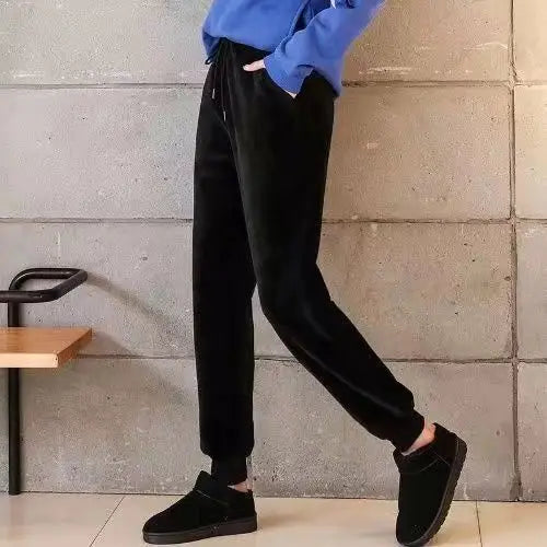 Women's Thiened Fce Lined Velvet Sport Pants High Waist Harlan Casual Sweatpants Autumn Winter Warm Loose Slimming Trendy