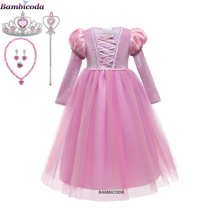 Girl Costume Rapunzel Princess Party Dresses for Girls Tangled Cosplay Vestido Dresses Ball Gowns 3-10Yrs dresses