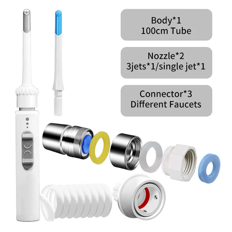Dental Water Flosser Faucet Oral Irrigator Floss Dental Irrigator Portable Dental Water Jet Teeth Cleaning Mouth Washing Machine
