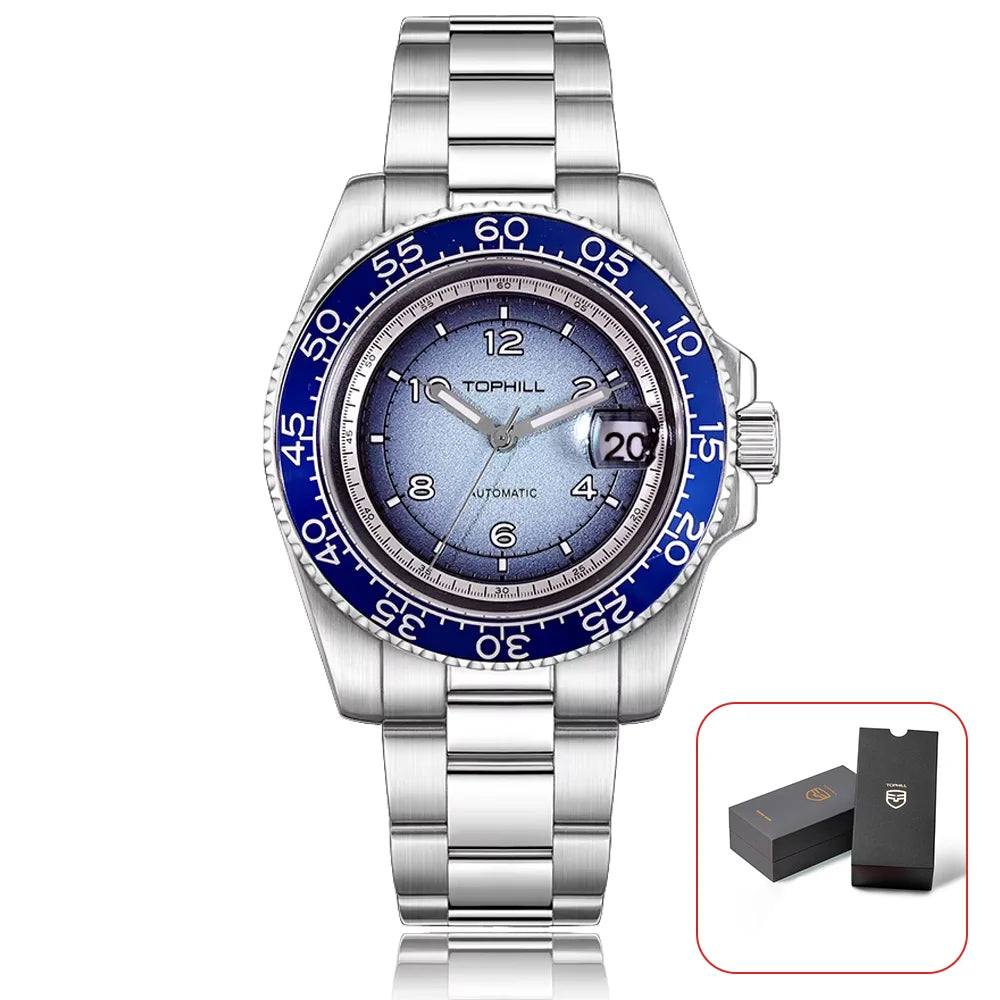 TOPHILL 41mm New Men's Watch Calendar Display Automatic Mechanical Watches Miyota 2813 Movement Sapphire Luminous Wristwatch