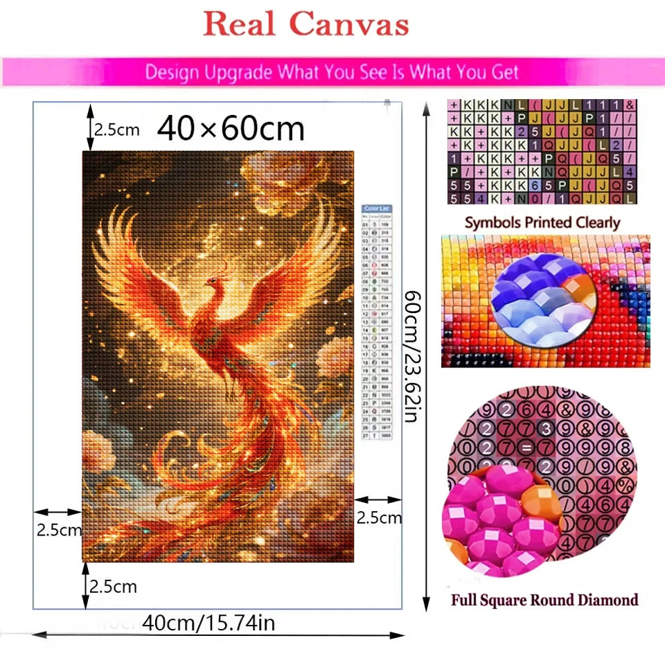 New Arrivals Diamond Painting Animal Full Diy Mosaic Embroidery Phoenix Fantasy Art Gift Set Home Decor Rhinestone Pictures