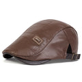 Men Retro Pu Leather Newsboy Caps JAMONT labeling British Painters Hats Spring Autumn Side Adjustable Flat Cap Hip Hop Berets