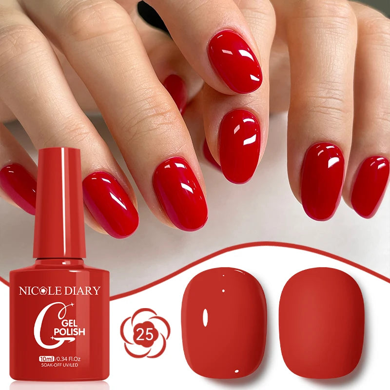 NICOLE DIARY Glass Beads Cat Magnetic Gel Nail Polish Spring Summer Gel Nail Sparkly Gel Varnish Soak off Nail Manicure Art