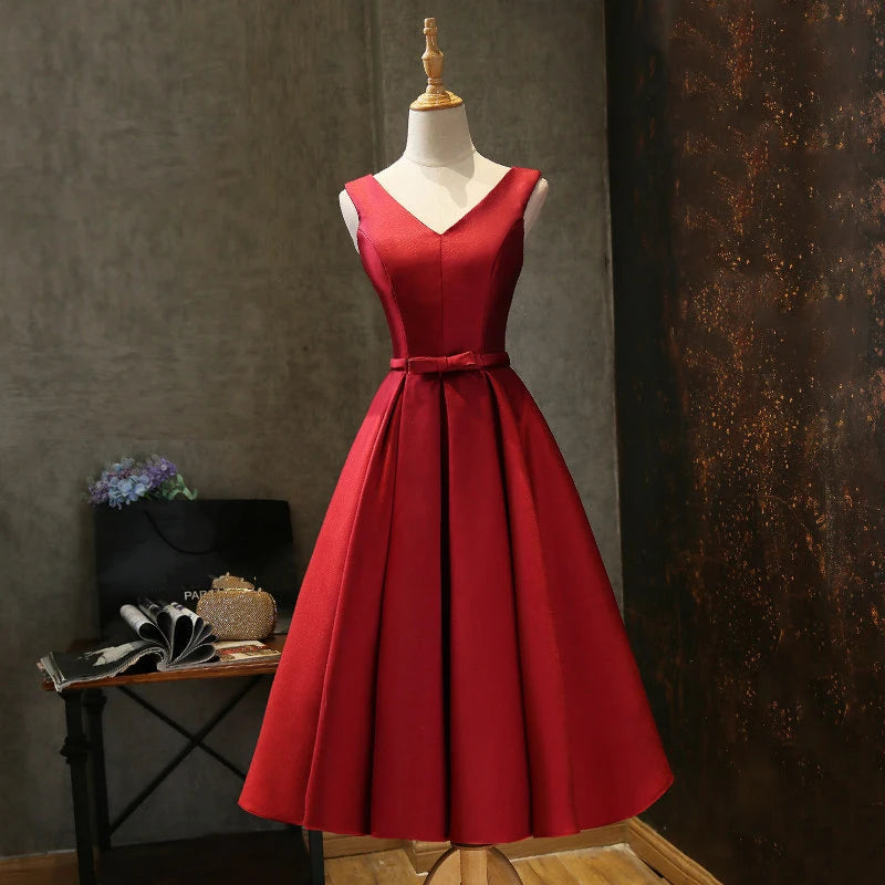 Sexy V Neck White Satin Midi Bride Dress Summer Elegant Prom Evening Wedding Bridesmaid Guest Long Party Dresses for Women 2023