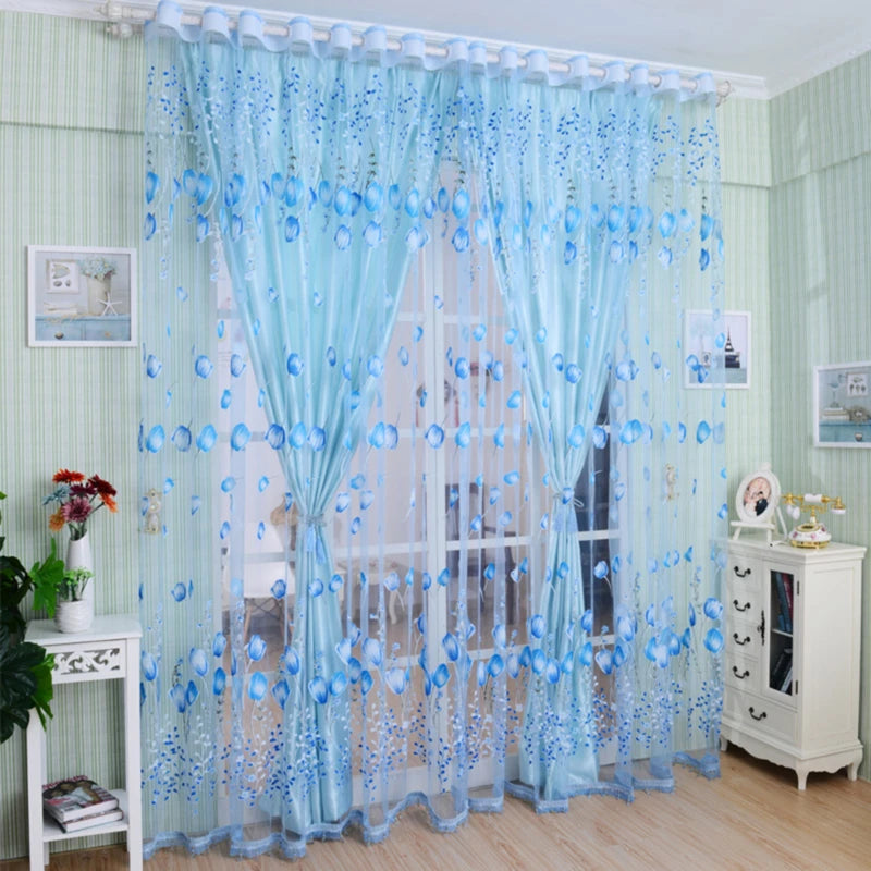 1Pc Modern Tulip Window Screen Living Room Bedroom Door Kitchen Drape Curtain Home Decoration Supplies 2030